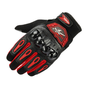 Motorcycle Gloves Black Racing Carbon Fiber Genuine Leather