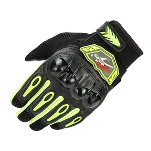 Motorcycle Gloves Black Racing Carbon Fiber Genuine Leather