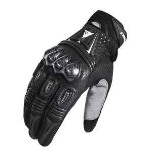 Motorcycle Gloves Black Racing Carbon Fiber Genuine Leather