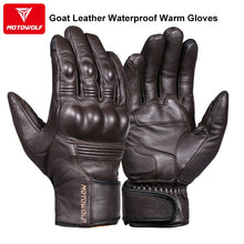 Load image into Gallery viewer, Real Leather Motorcycle Gloves Waterproof Windproof