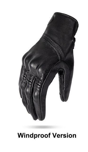 Real Leather Motorcycle Gloves Waterproof Windproof