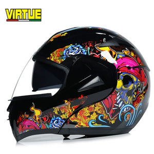 Motorcycle helmet with double glass lens and mask