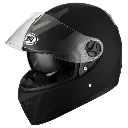 Matte Black Full Face Motorcycle Helmet With Dual Lens