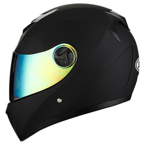 Matte Black Full Face Motorcycle Helmet With Dual Lens