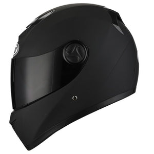 Matte Black Full Face Motorcycle Helmet With Dual Lens