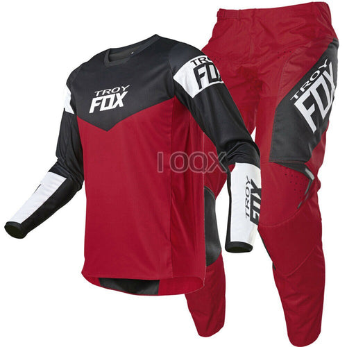 Red Troy Fox MX ATV 180 Revn Jersey Gear Set